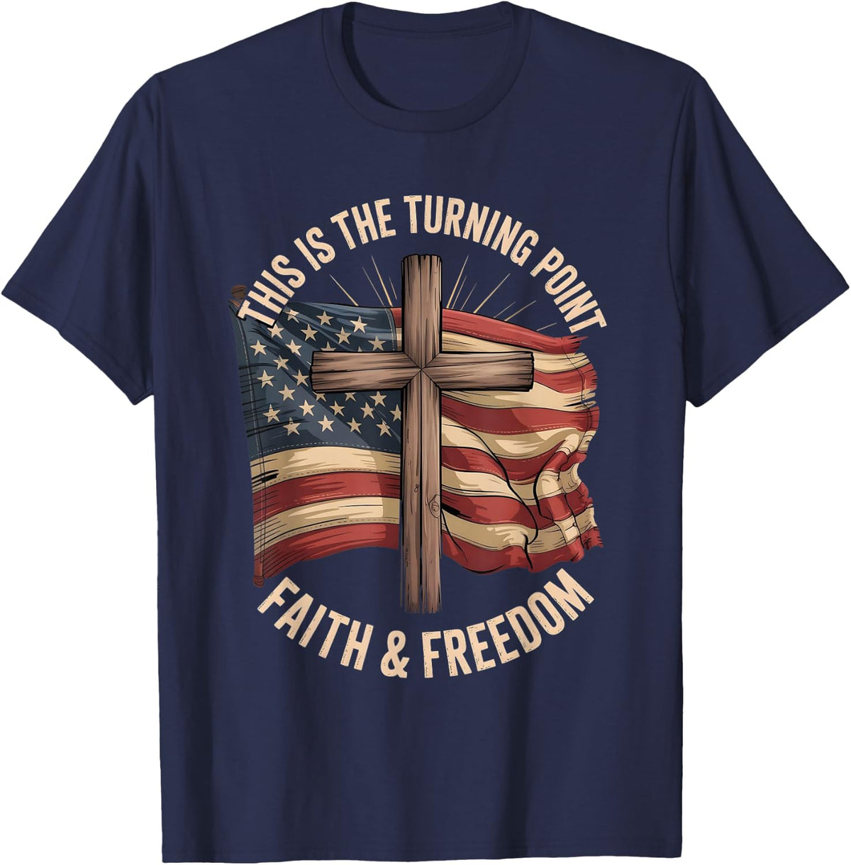 This is The Turning Point Patriotic Faith USA T-Shirt - Navy Blue