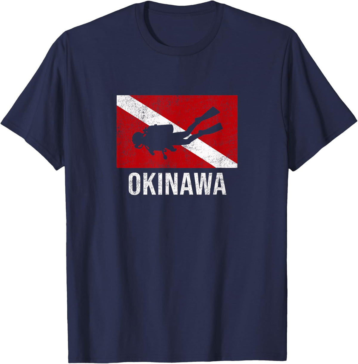 Okinawa Scuba Diving Diver Dive Flag Gift T-Shirt - Navy Blue
