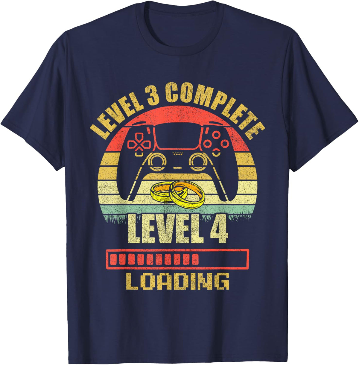 Couples Shirts For Him, Level 3 Complete Wedding Anniversary T-Shirt - Navy Blue