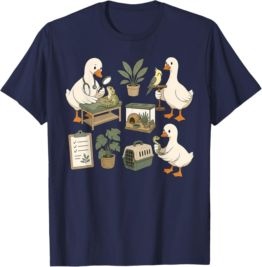 Funny Goose Exotics Veterinary Department Vet Tech Vet Med T-Shirt - Navy Blue