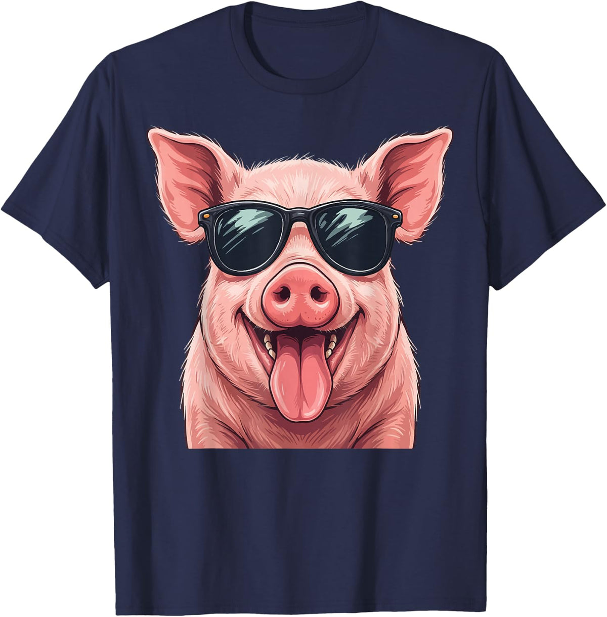 Pig Sunglasses Farmer T-Shirt - Navy Blue