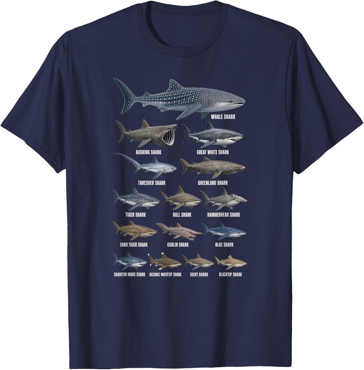 Whale Shark Species Guide Biology Stem T-Shirt - Navy Blue