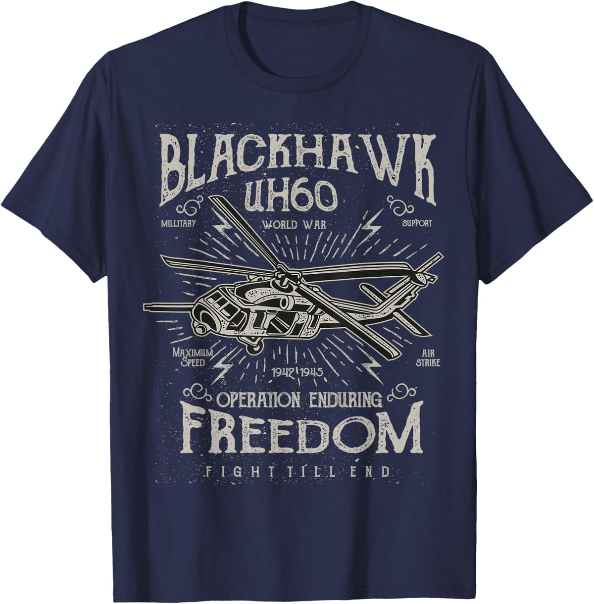 Air-Force Pilot Aviator Army T-Shirt USAF Black-Hawk T-Shirt - Navy Blue
