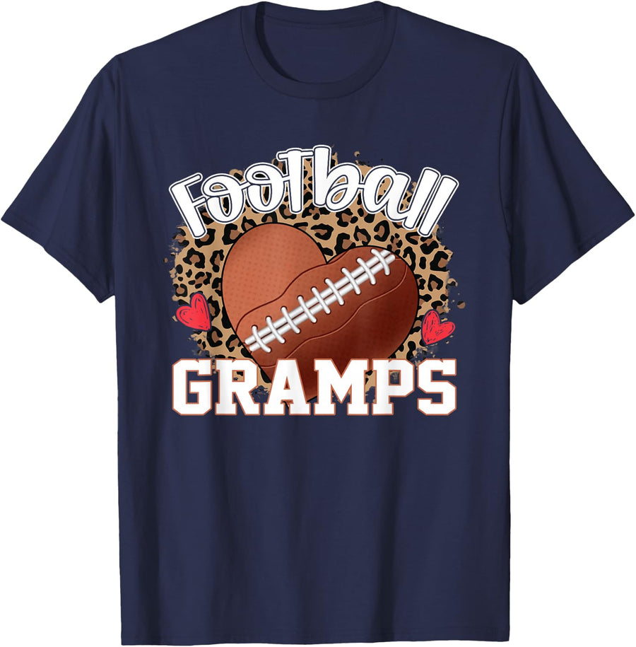 Football Gramps Leopard Gramps Football Player T-Shirt - Navy Blue