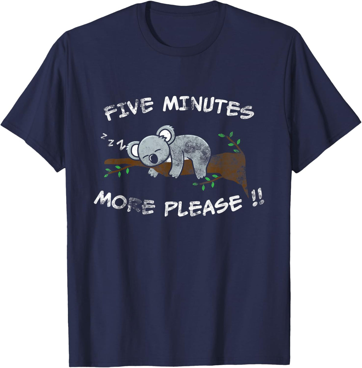 Slow Koala Bear Hanging Sleeping In A Tree T-Shirt - Navy Blue