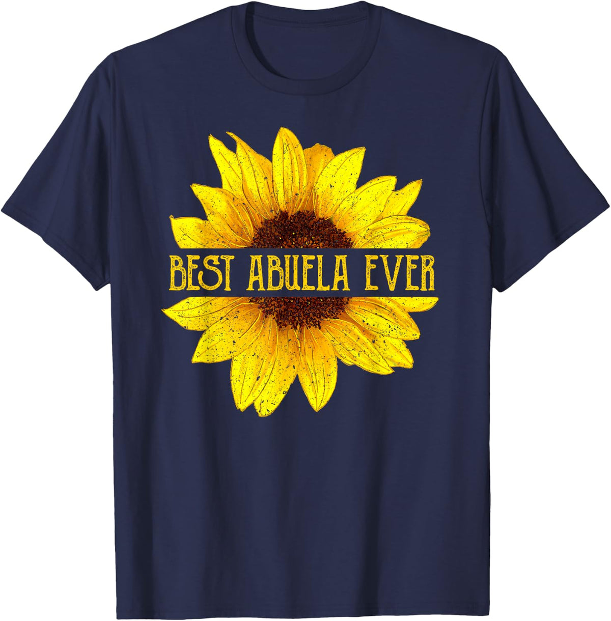 Funny Best Abuela Ever Sunflower Apparel, Spanish Grandma T-Shirt - Navy Blue