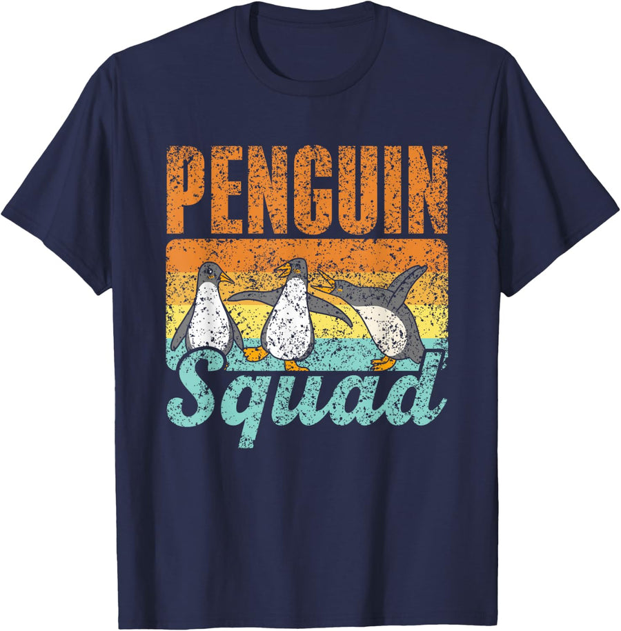 Penguin Squad Penguin Cute Animal Lover T-Shirt - Navy Blue