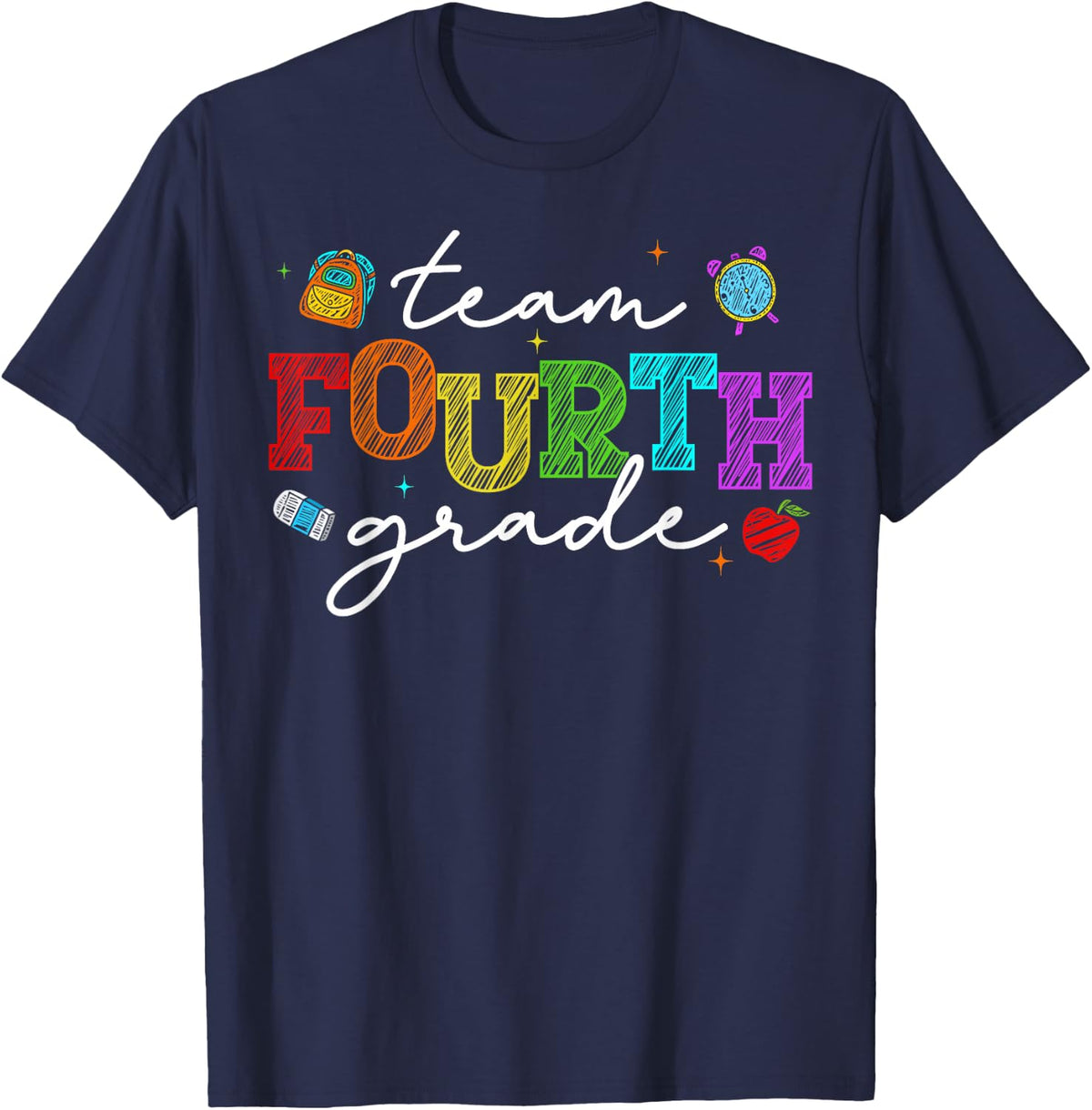 Back to School Team 4th Fourth Grade Teacher Kids T-Shirt - Navy Blue