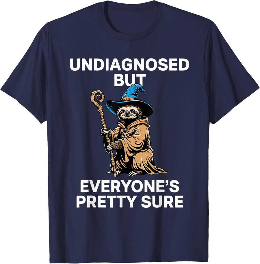 Undiagnosed But Everyone's Pretty Sure Cowboy Sloth T-Shirt - Navy Blue
