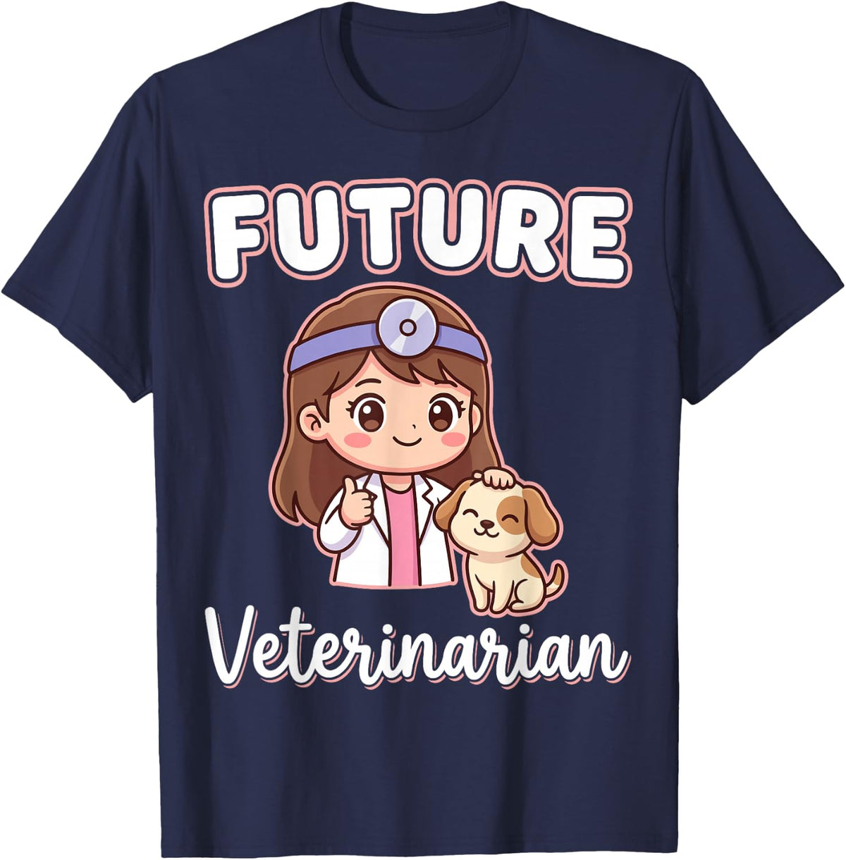 Future Veterinarian Girl Puppy Animal Doctor Vet Student T-Shirt - Navy Blue
