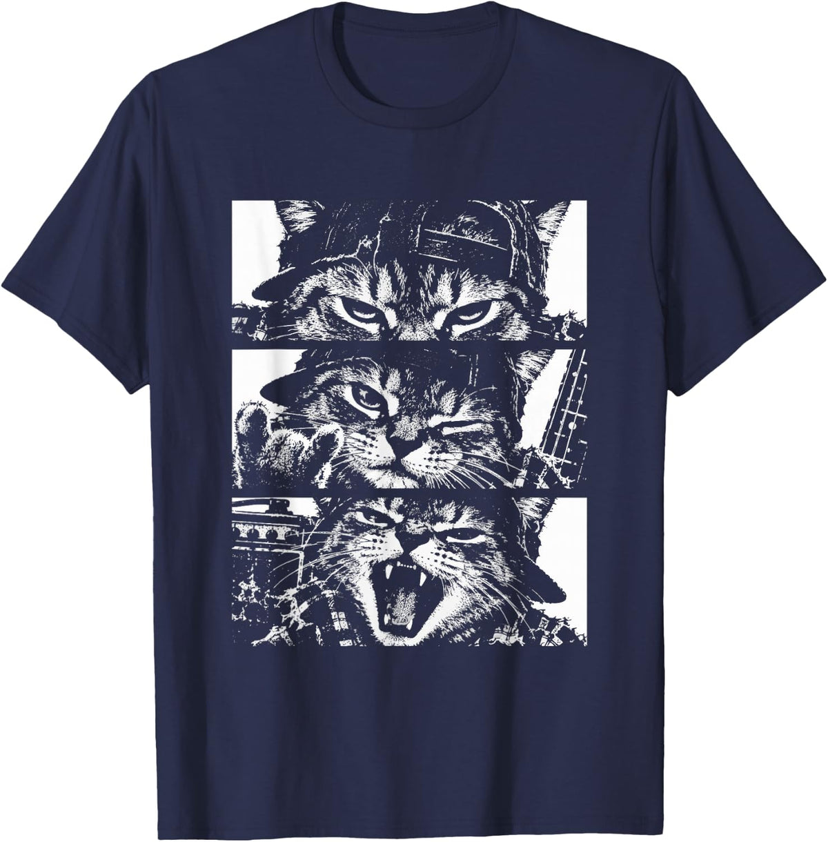 Punk Cats Y2k Grunge Aesthetic 90s 2000s Alternative Kittens T-Shirt - Navy Blue