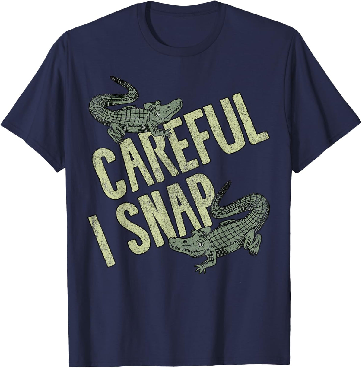 Careful I Snap Alligator T-Shirt - Navy Blue