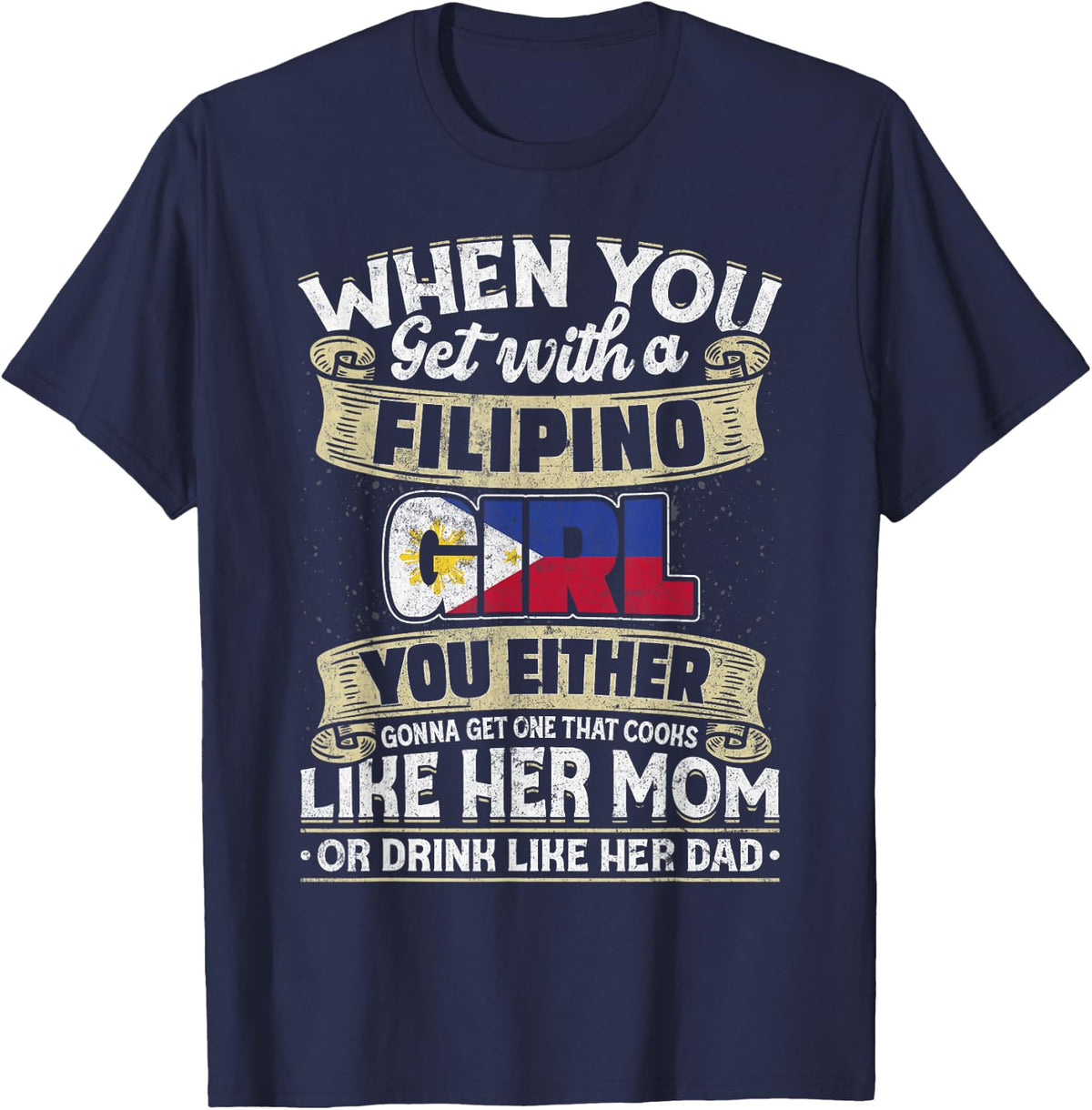 Philippines Flag Proud Philipinos Men & Women T-Shirt - Navy Blue
