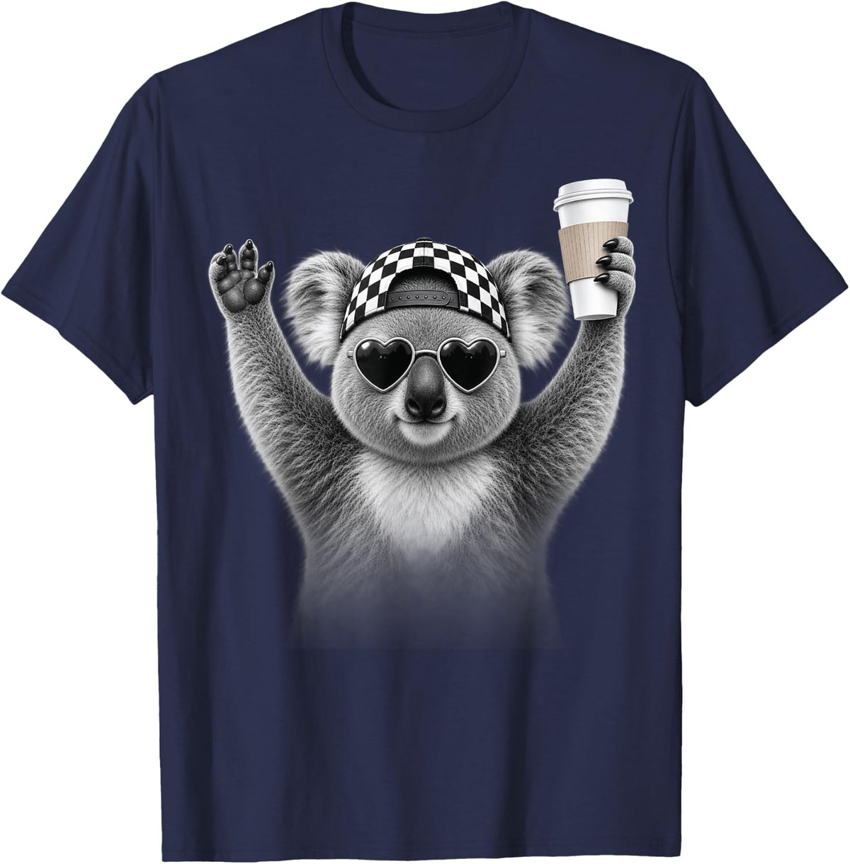 Coffee Koala Funny Caffeine Lover Men Women Kids T-Shirt - Navy Blue