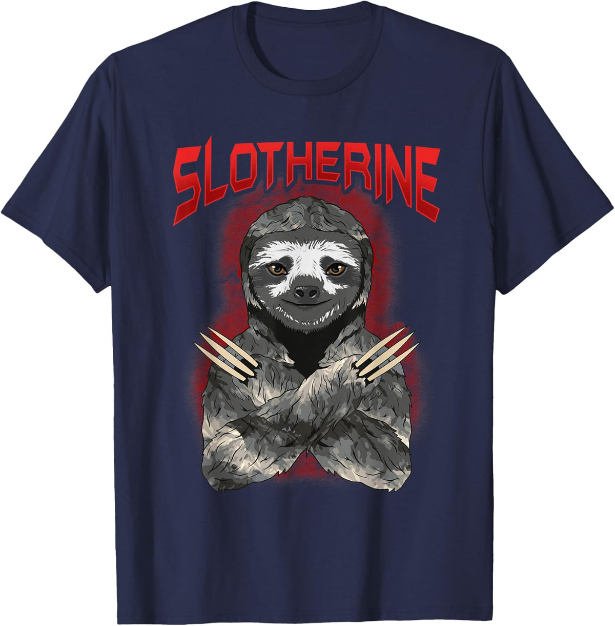 Slotherine t-shirt Funny Sloth Clothing - Navy Blue