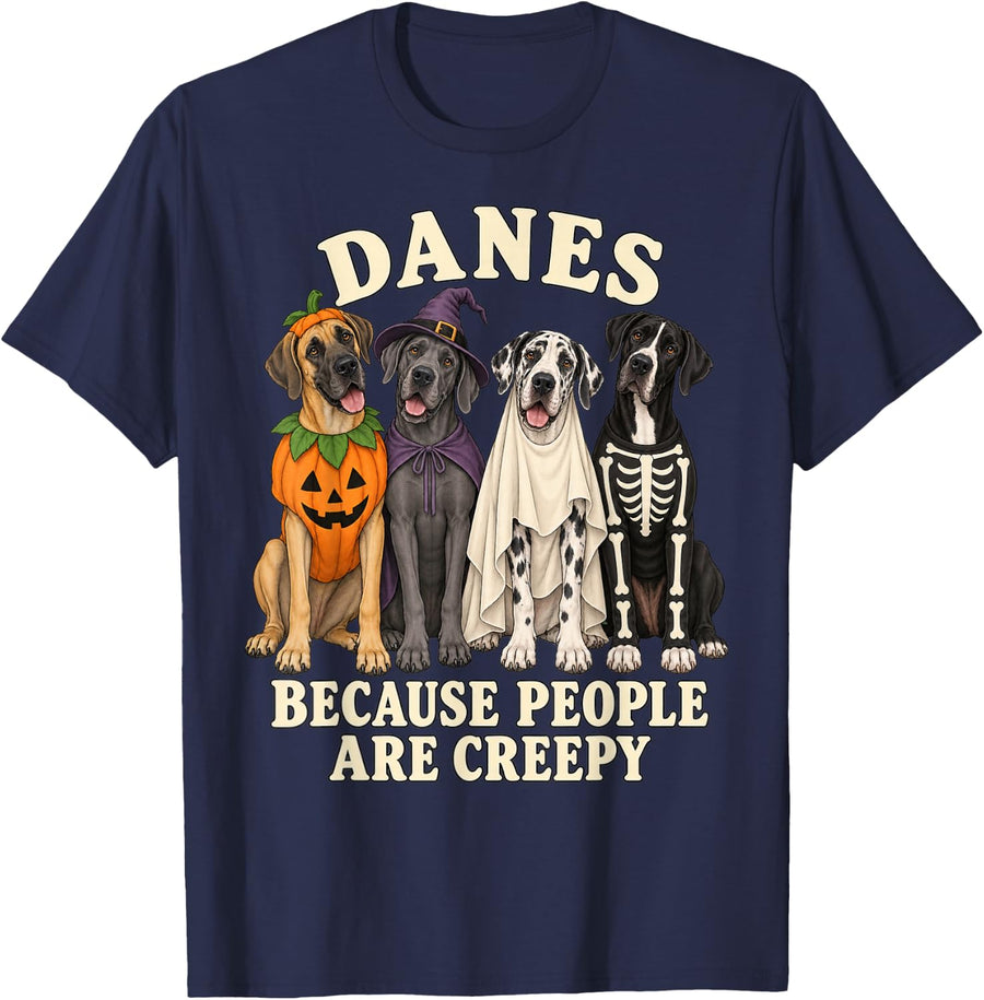 Dane Because People are Creepy Funny Halloween T-Shirt - Navy Blue