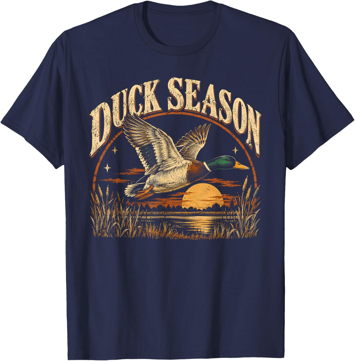 Vintage Duck Season Hunting Design for Waterfowl. T-Shirt - Navy Blue