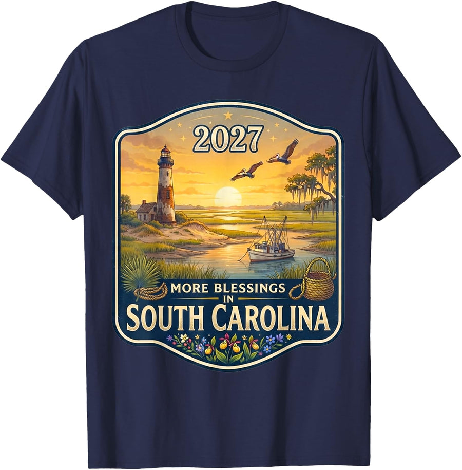 South Carolina 2027 New Year Family Gathering Reunion Bless T-Shirt - Navy Blue