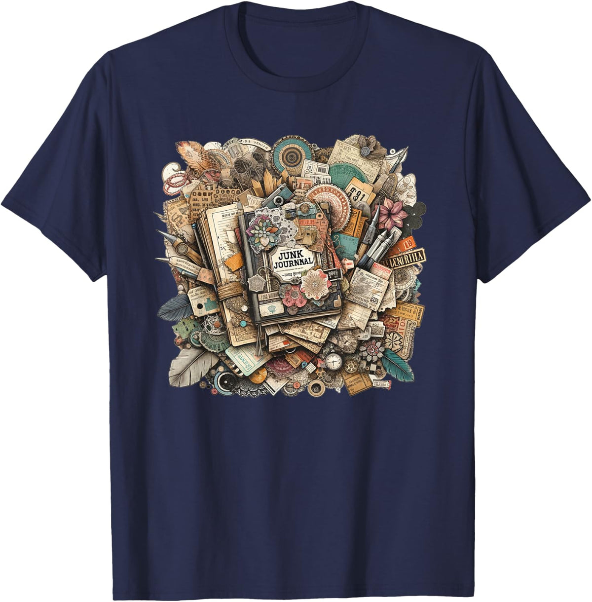 Junk Journaling T-Shirt - Navy Blue