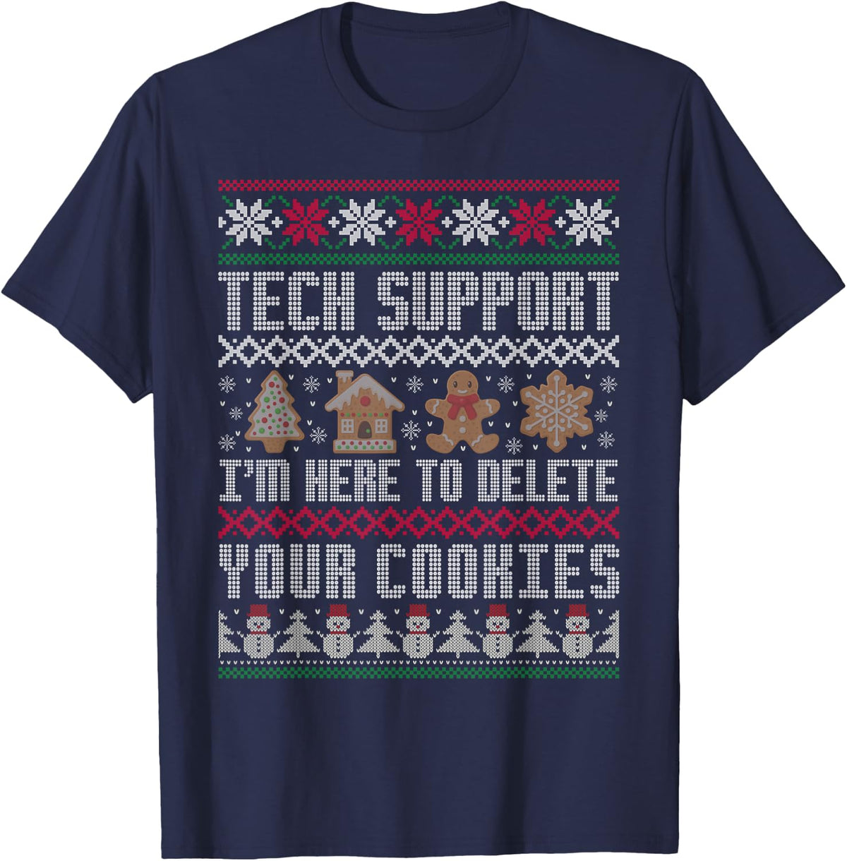 Funny Christmas Tech Support Shirt Computer Programmer Gifts T-Shirt - Navy Blue