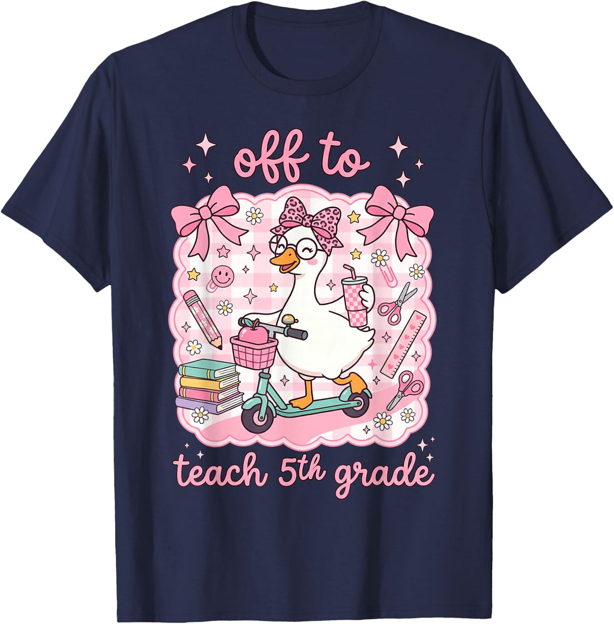 Off to Teach 5th Grade Back to School Fifth Grade Teachers T-Shirt - Navy Blue