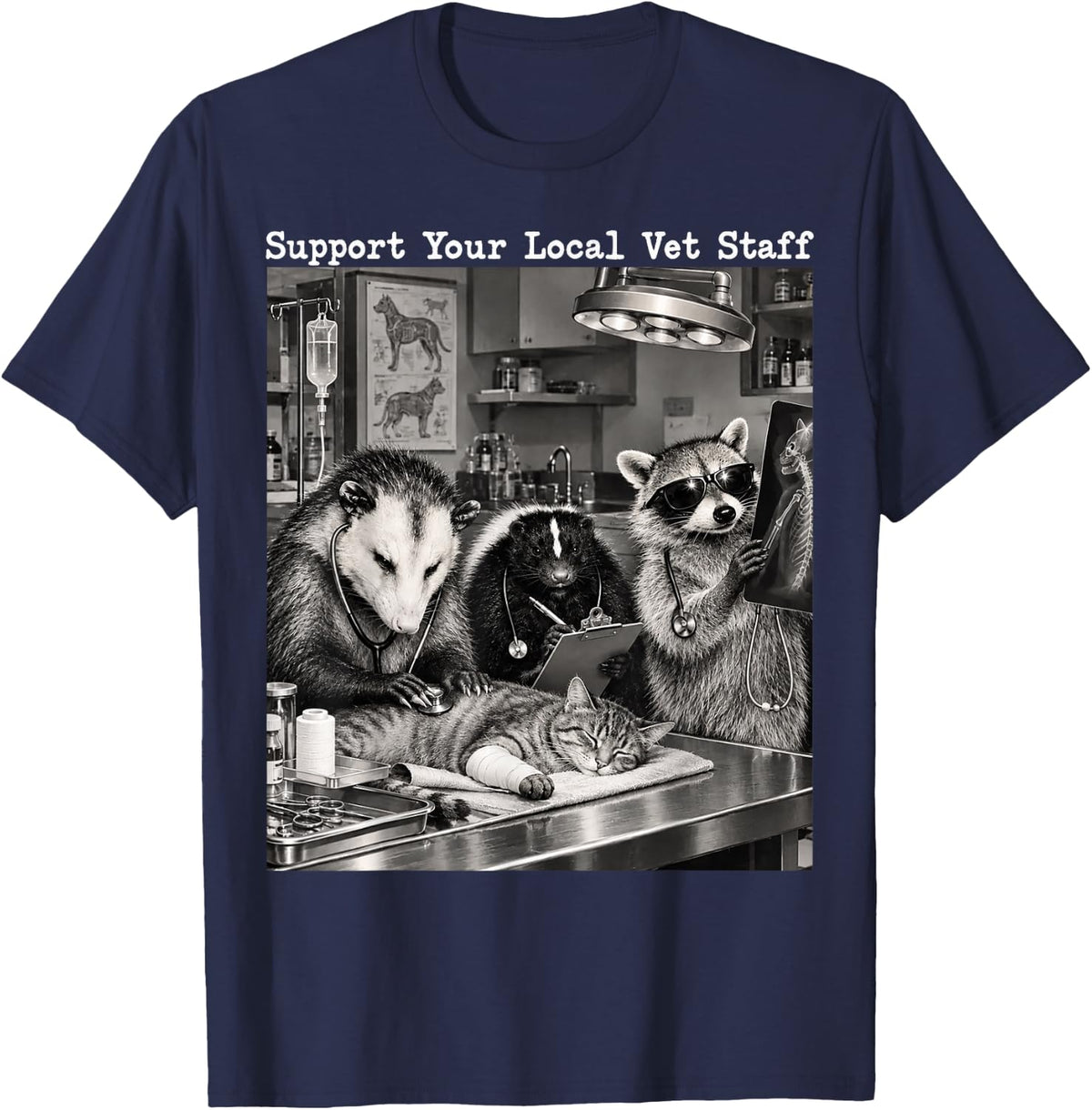 Support Your Local Vet Staff T-Shirt - Navy Blue