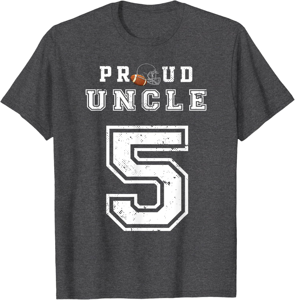 Custom Proud Football Uncle Number 5 Personalized For Men T-Shirt - Dark Heather Grey