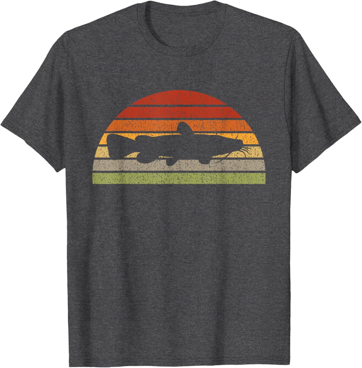 Flathead Catfish Fishing Retro Freshwater Fish Vintage Gift T-Shirt - Dark Heather Grey