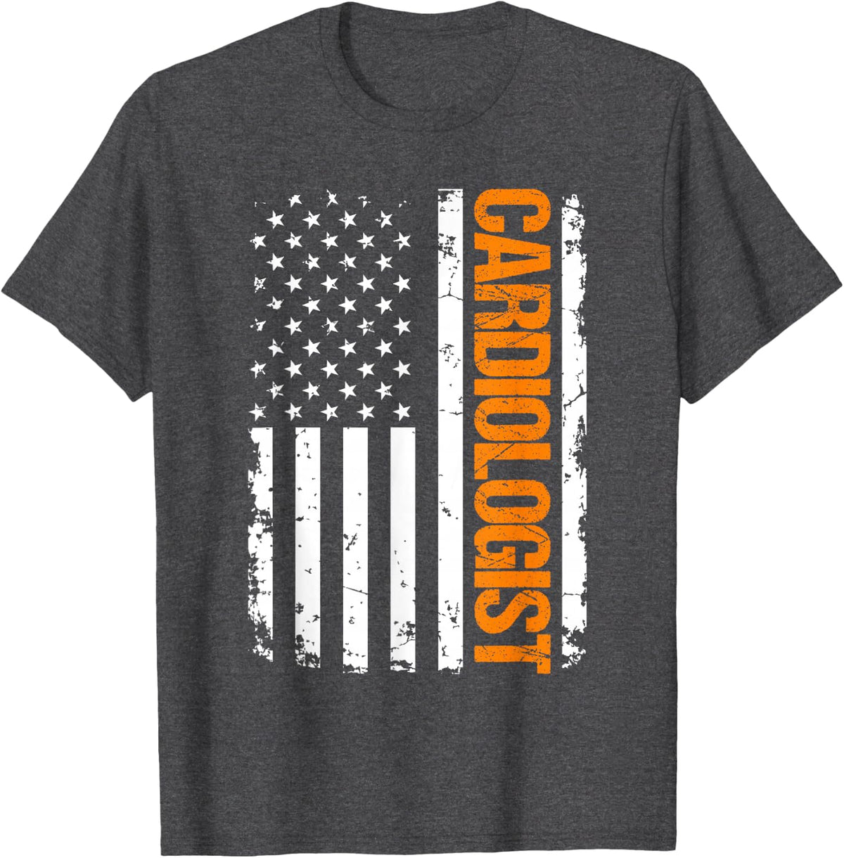 Cardiologist USA Flag T-Shirt - Dark Heather Grey