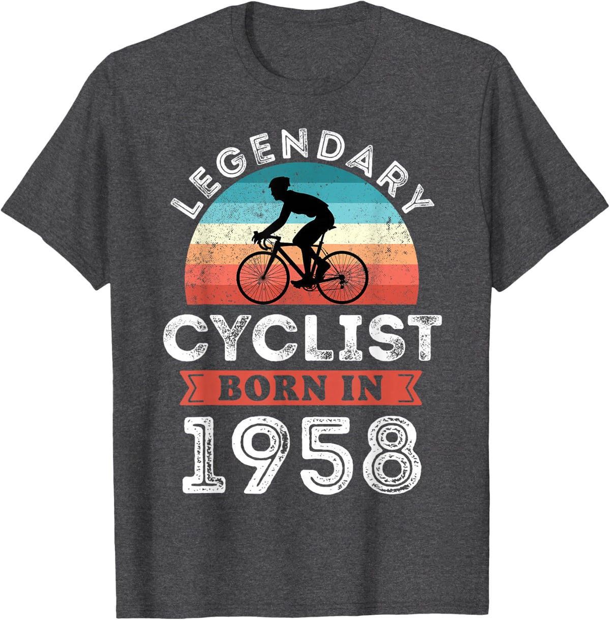 Legendary Cyclist Born 1958, 70th Birthday Cycling Men's T-Shirt - Dark Heather Grey