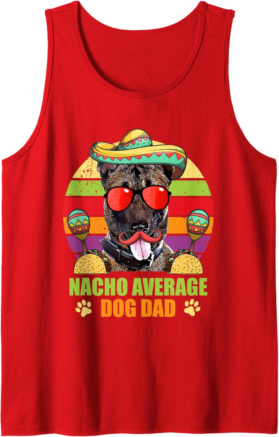 Nacho Average Belgian Malinois Dog Dad Cinco de Mayo Tank Top - Red