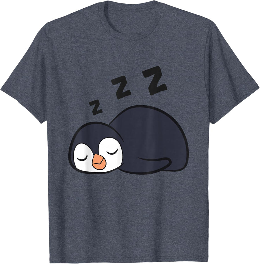 Penguin Sleeping If You Love Me Let Me Sleep Penguin Pajama T-Shirt - Heather Blue