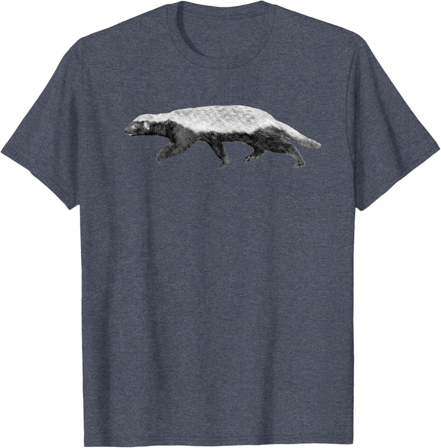 Honey Badger Wildlife T-Shirt - Heather Blue