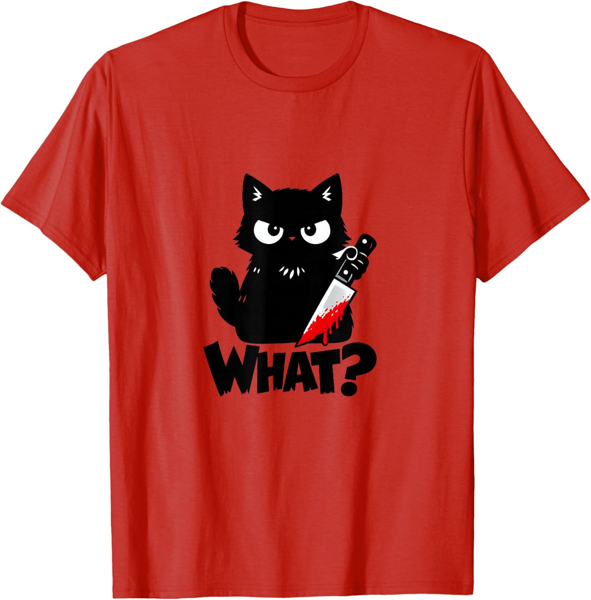 Sarcastic Black Cat T-Shirt - Red