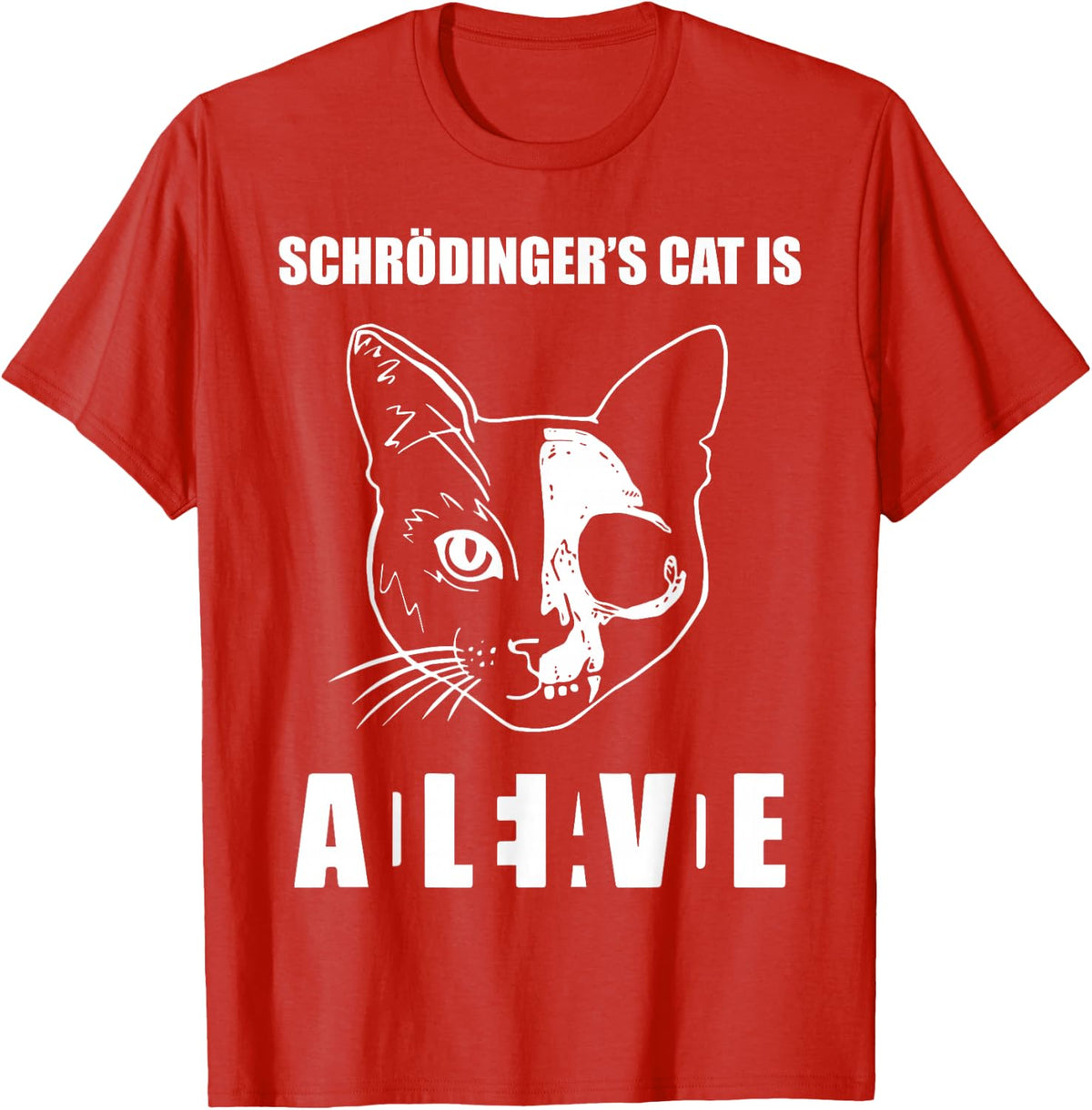 Schrödinger's Cat Dead & Alive Science T-Shirt - Red