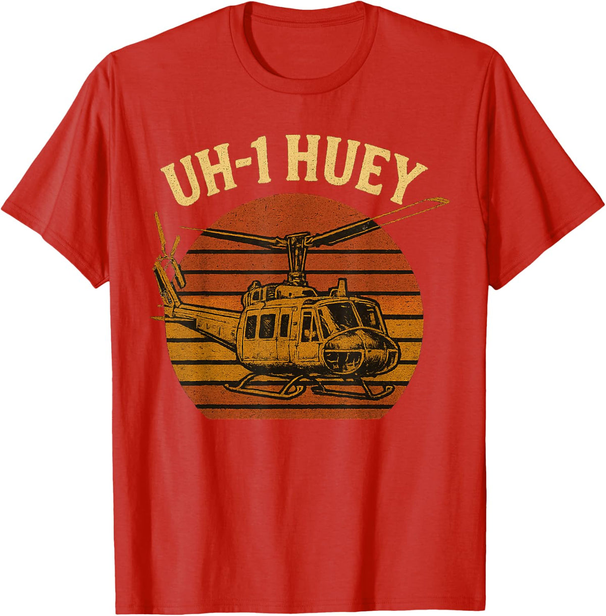 UH 1 Huey Vietnam Chopper Helicopter T-Shirt Tee For Aviation Enthusiasts - Red