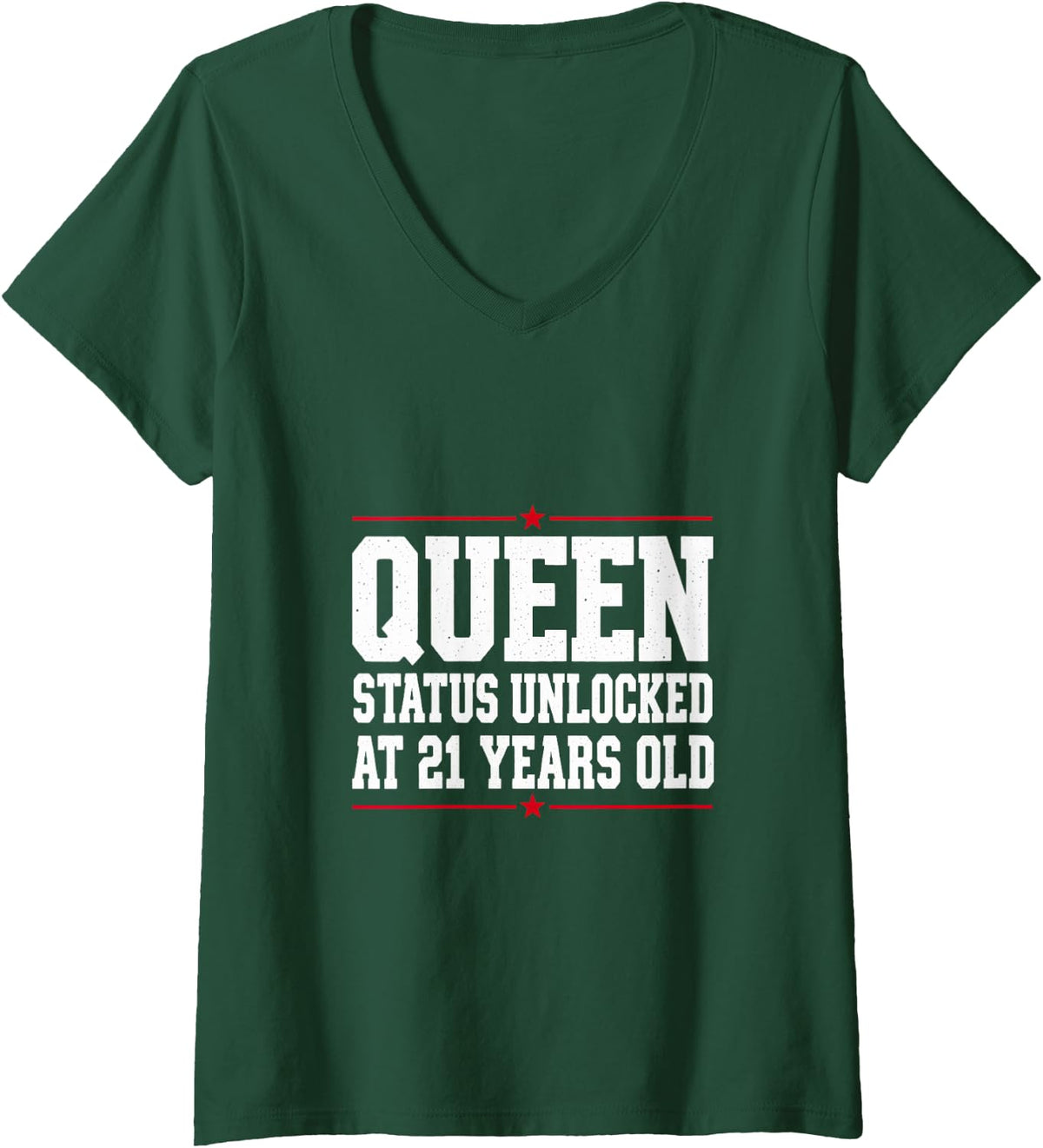 Women's Queen Status Unlocked At 21 Years Old Birthday V-Neck T-Shirt - Dark Green