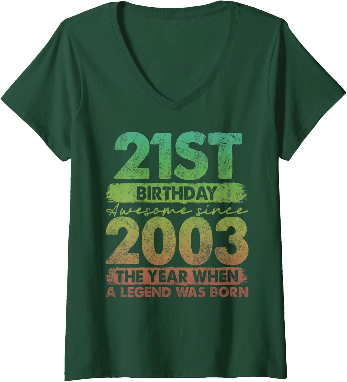 Women's 21st Birthday 21 Year Old Gifts Vintage 2003 Limited Edition V-Neck T-Shirt - Dark Green