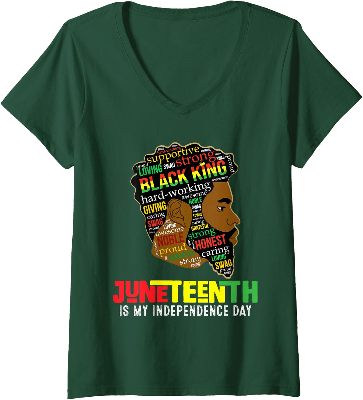 Women's Juneteenth is My Independence Day Black King Fathers Day Men V-Neck T-Shirt - Dark Green