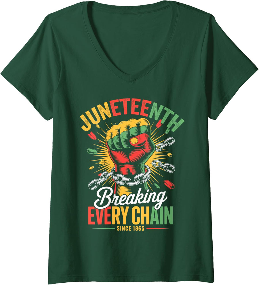 Women's June 19th Celebration for Women Men Juneteenth 1865 Freedom V-Neck T-Shirt - Dark Green