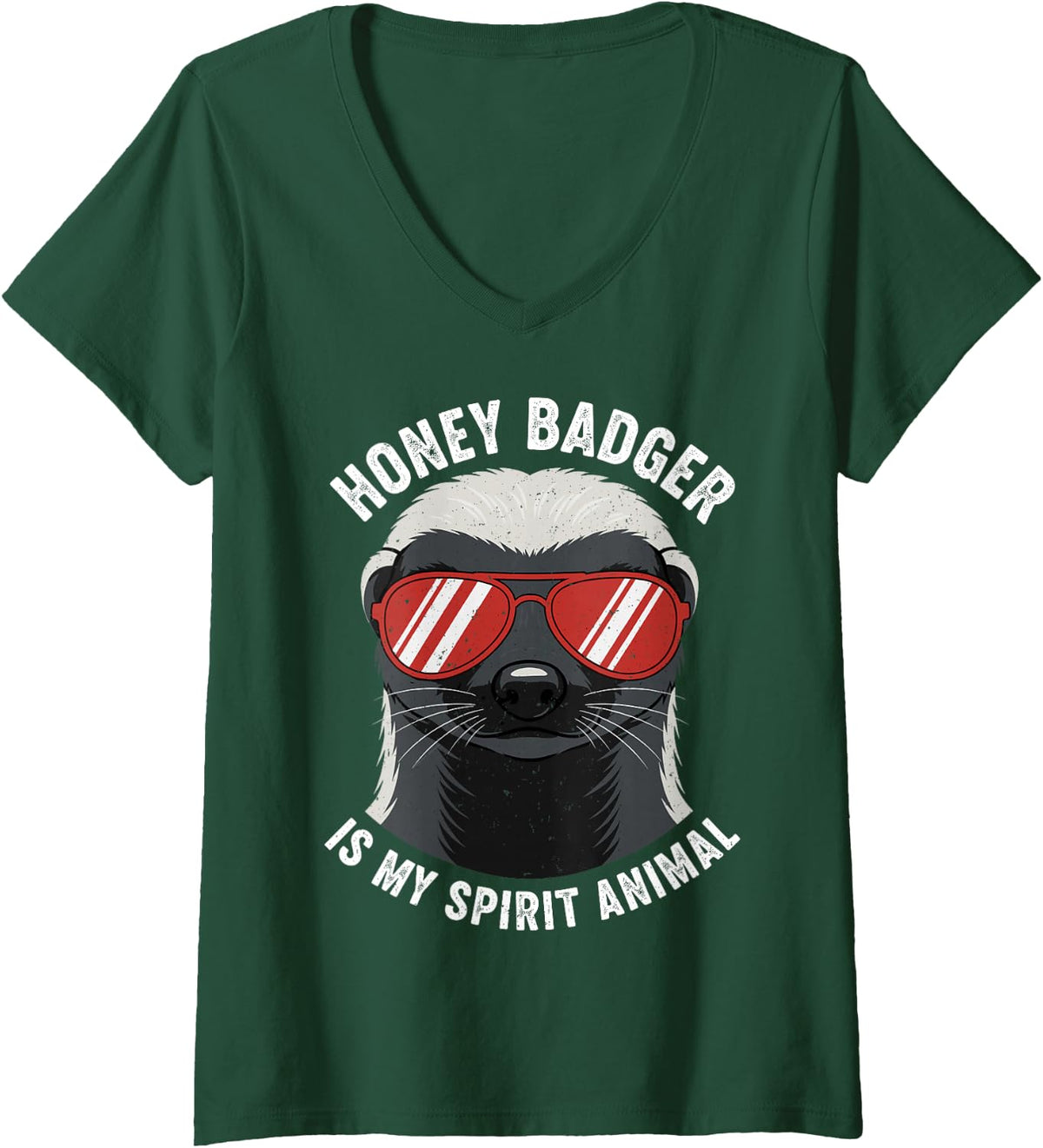 Women's Honey Badger is My Spirit Animal V-Neck T-Shirt - Dark Green