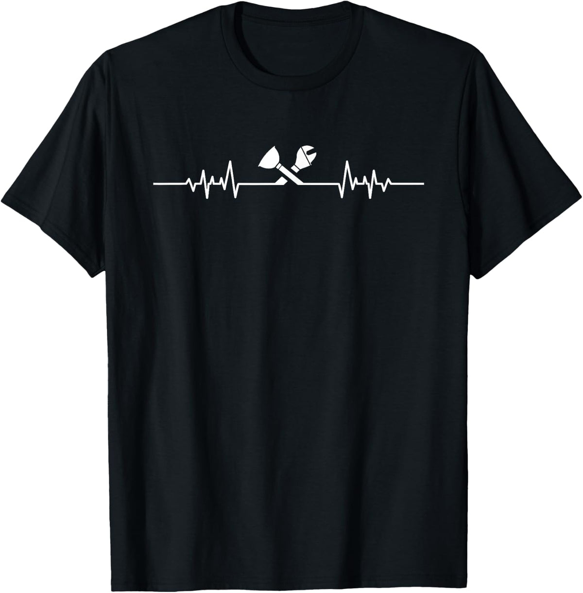 Plumber Heartbeat - Gifts For Plumbers Funny Plumbing Outfit T-Shirt - Black
