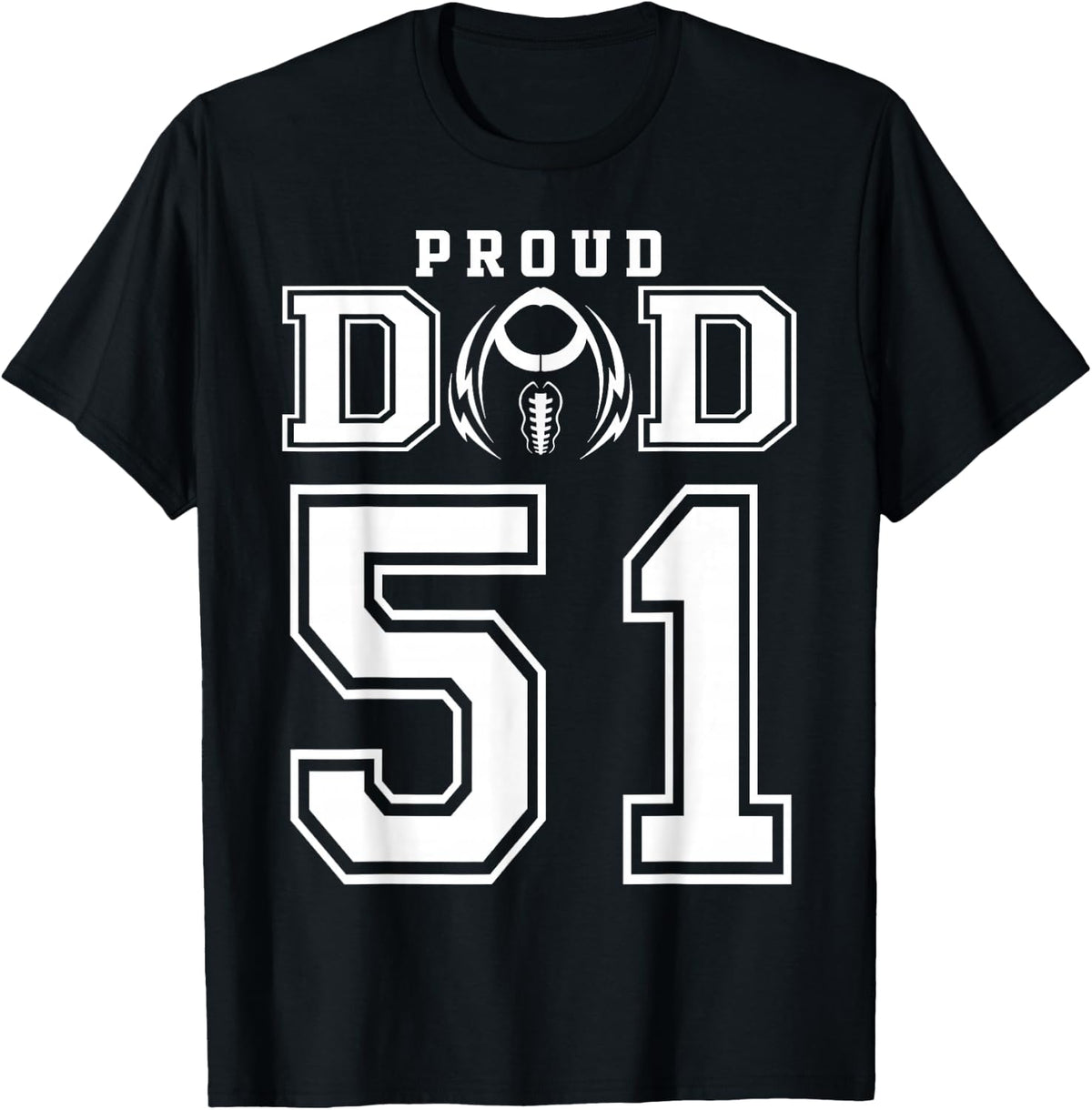 Custom Proud Football Dad Number 51 Personalized For Men T-Shirt - Black