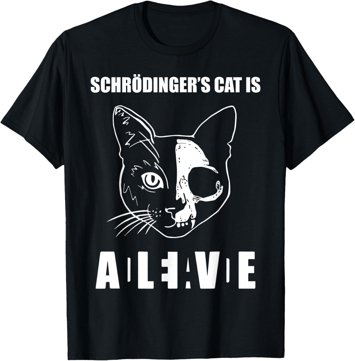 Schrödinger's Cat Dead & Alive Science T-Shirt - Black