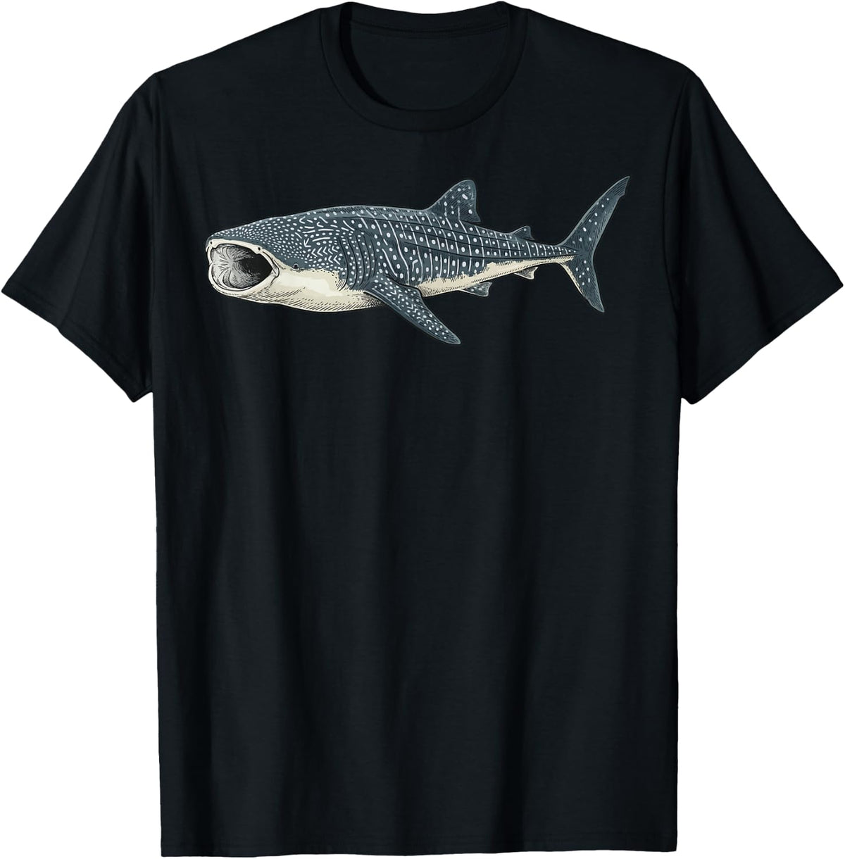 Whale Shark Illustration T-Shirt - Black