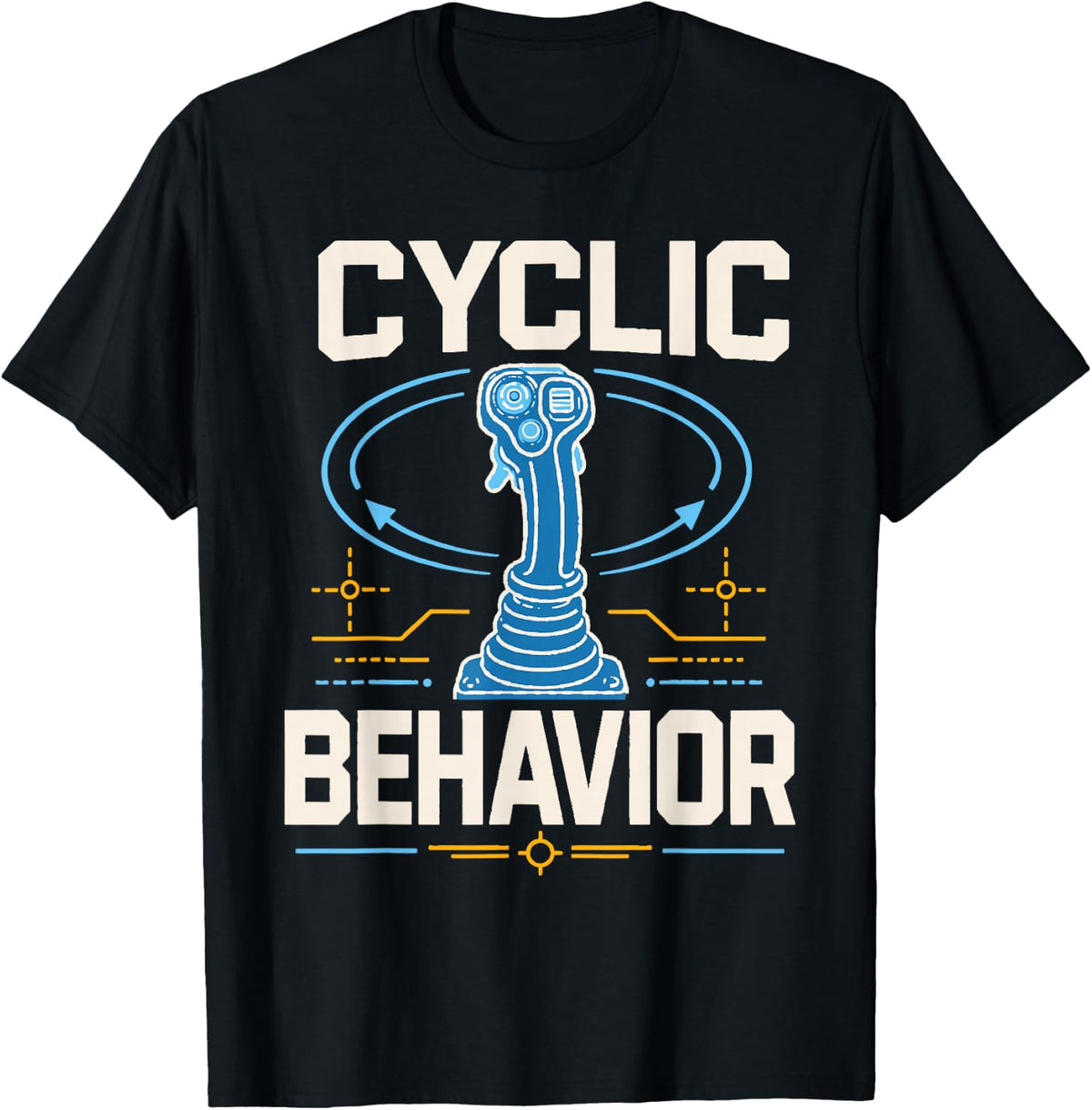 Cyclic Behavior Helicopter Pilot Flight Controls T-Shirt - Black