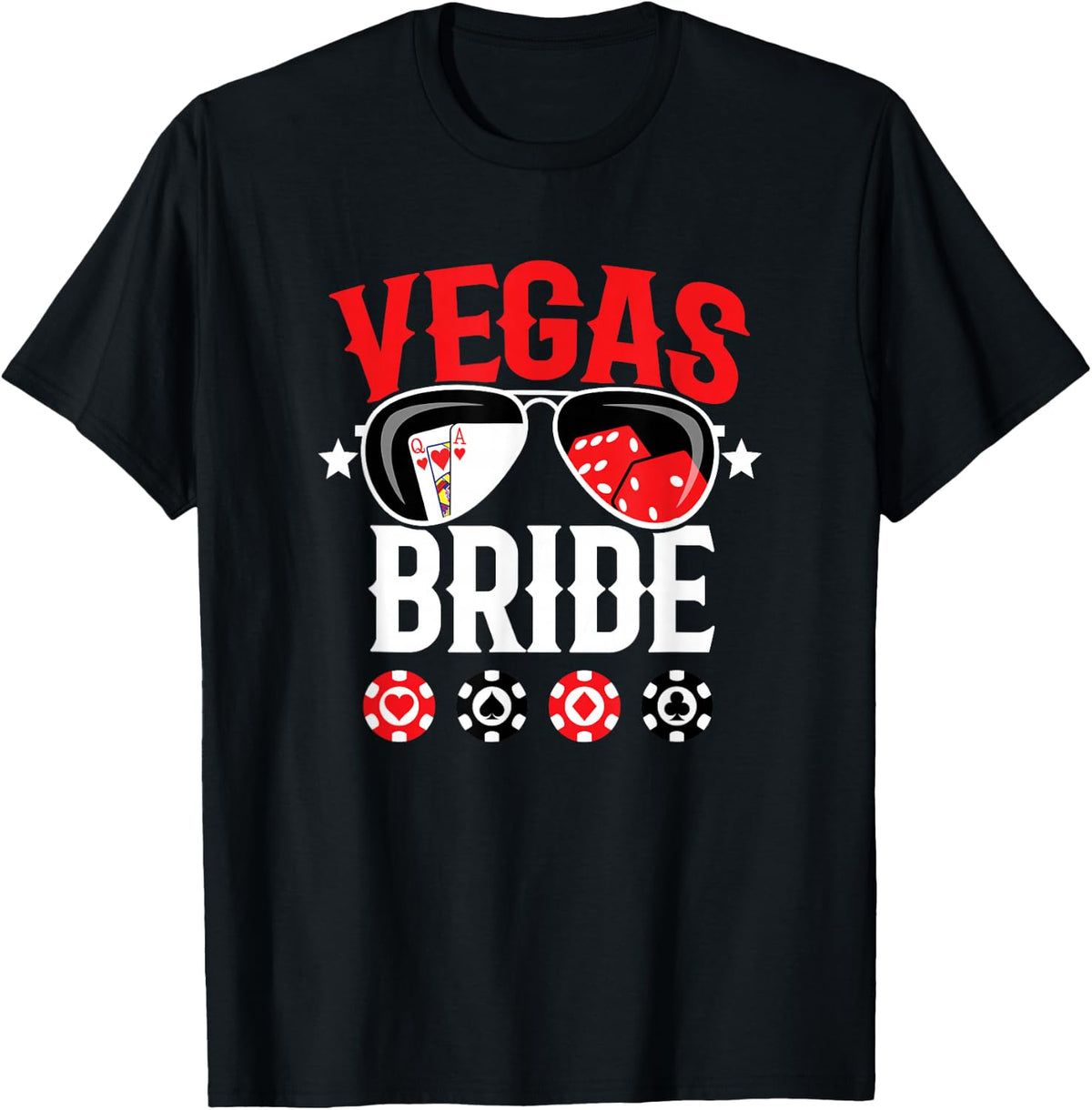 Vegas Wedding Bride Shirts - Married in Vegas Bride Squad Tees T-Shirts for Women Bachelorette Party - Black