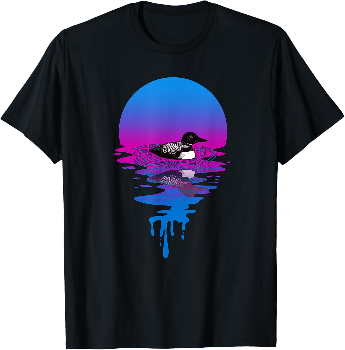 Vintage Retro Sunset Loon T-Shirt - Black