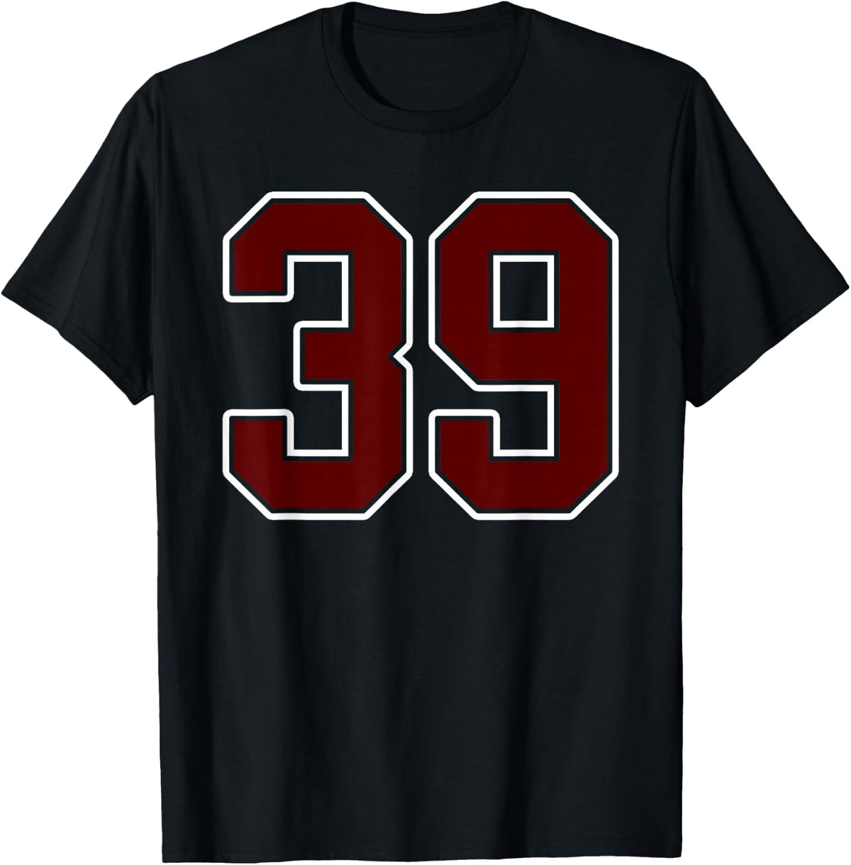 Maroon and White Number 39 Jersey Player Uniform #39 Fan T-Shirt - Black
