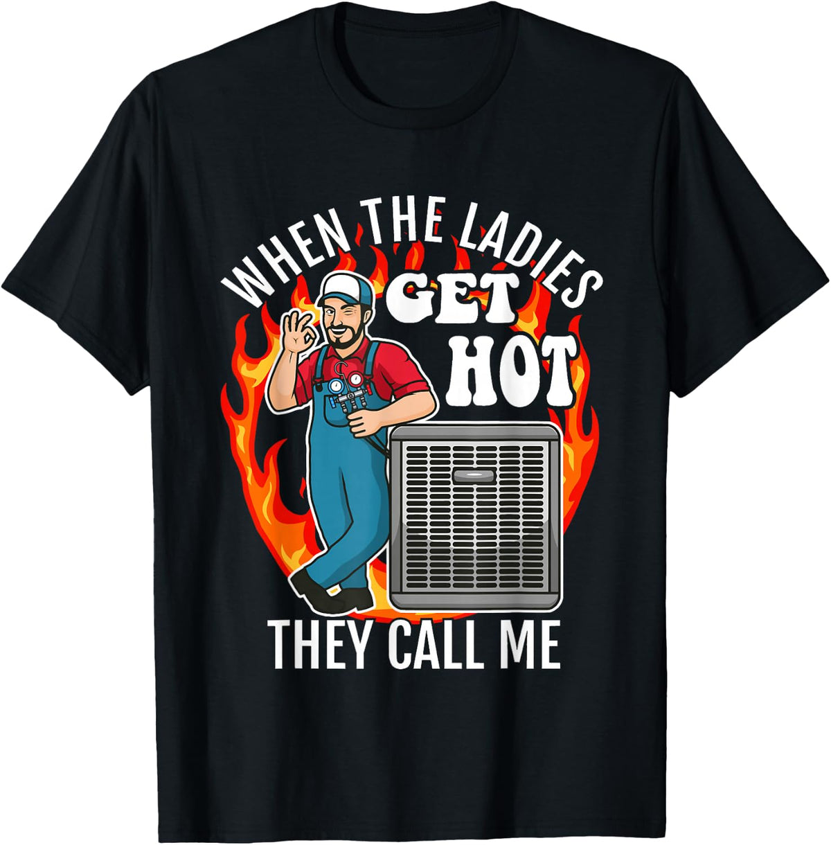 Funny HVAC Technician Air Conditioning Engineer Tech T-Shirt - Black